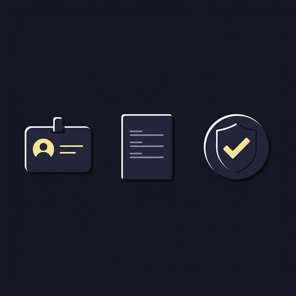 Minimalist 2D vector step by step verification graphic showing ID card form and secure checkmark in Funded Plays brand colors Frequently Asked Questions About FundedPlays