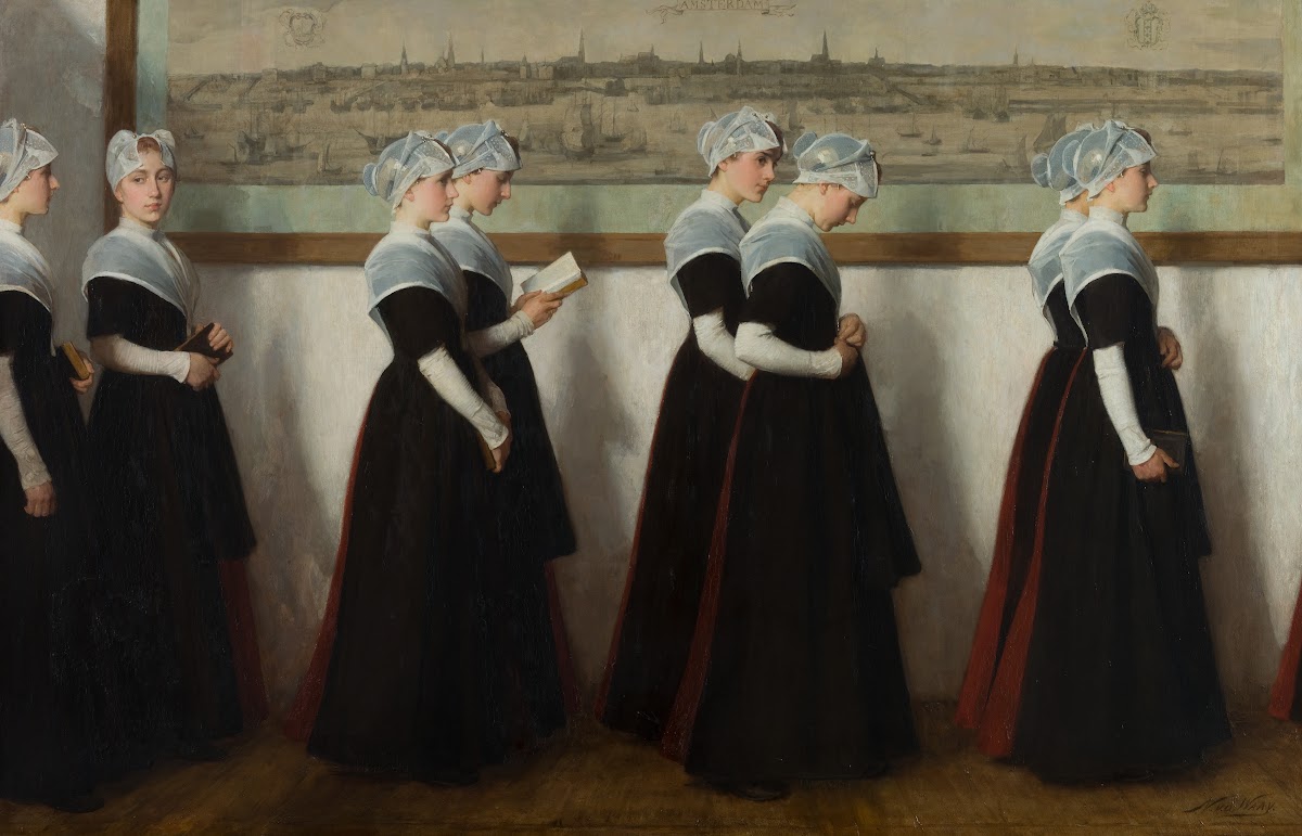 Amsterdamse weesmeisjes in een gang voor een stadsprofiel van Amsterdam 1902  19