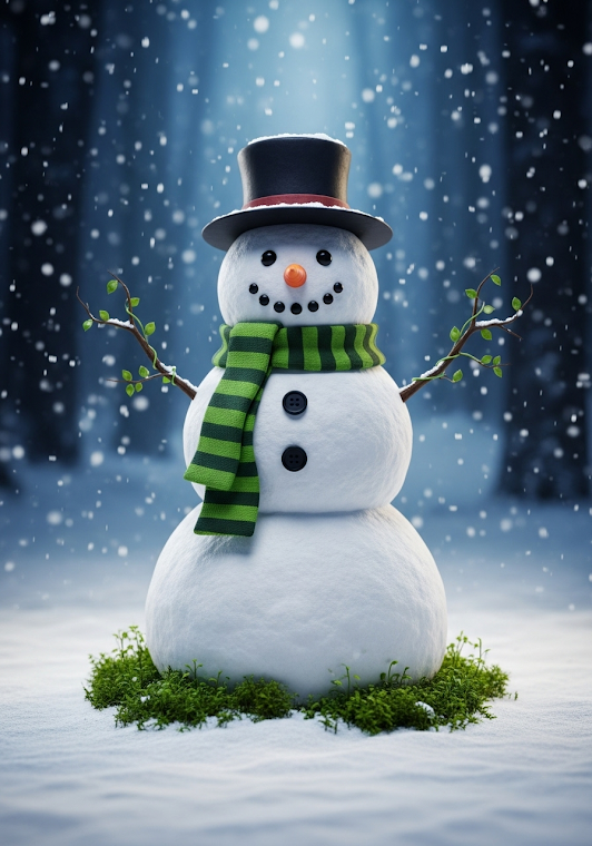 Whimsical Snowman Winter Forest Snowy Scarf Hat