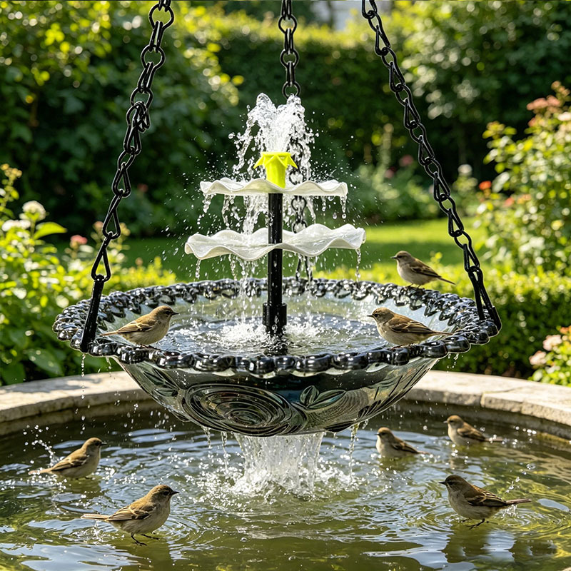 Solar-Powered Birdbath with Fountain Feature