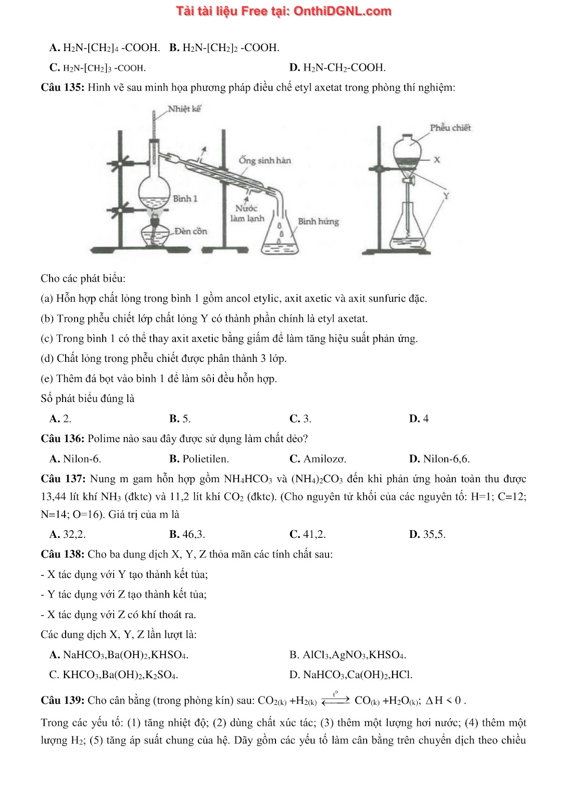 260 bài tập môn Hóa học - Ôn thi ĐGNL ĐHQG Hà Nội Phần 19