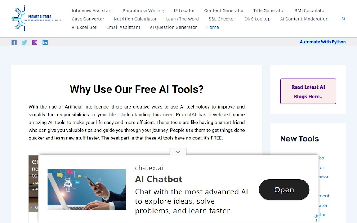 Captura de PromptAI Tools