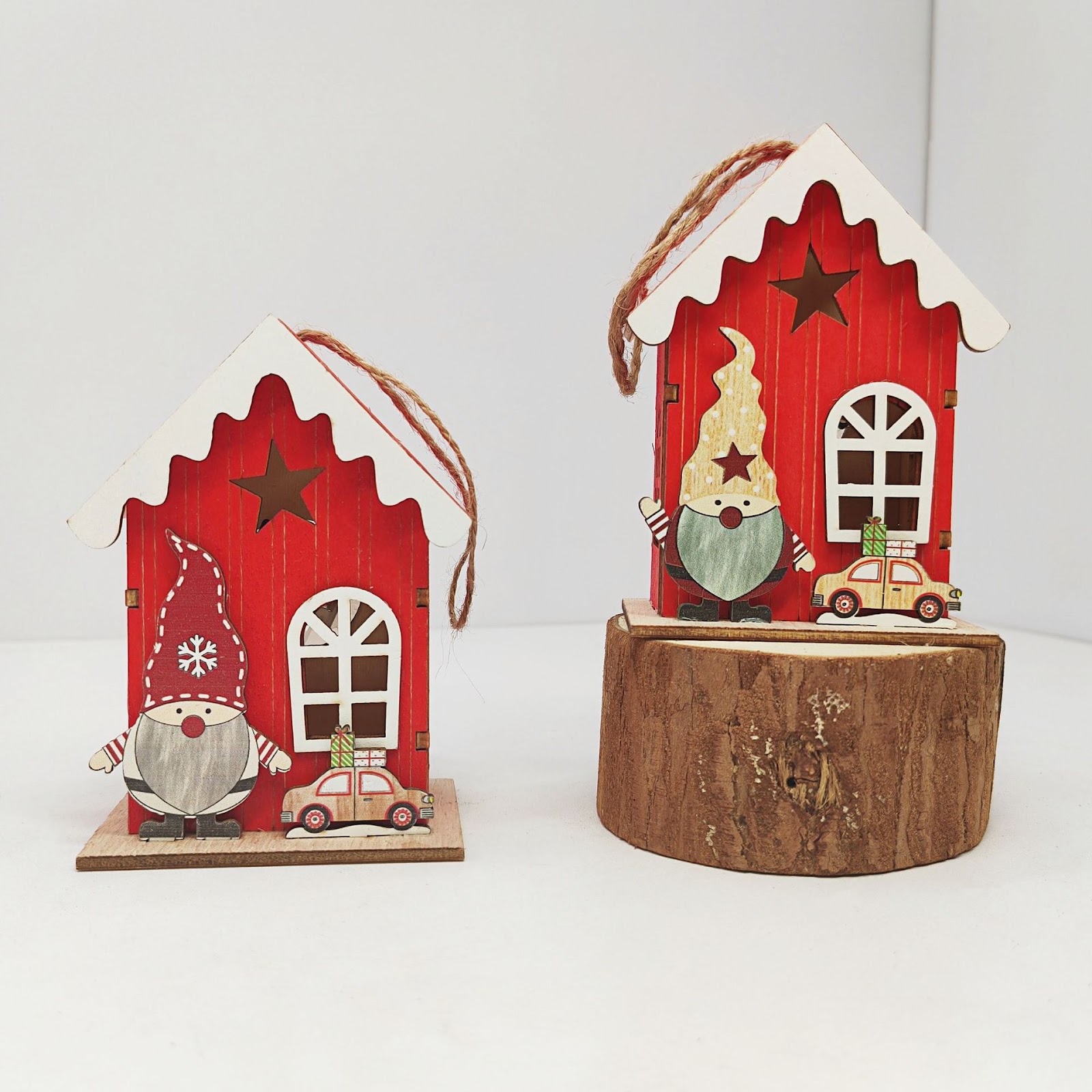 Illuminated wooden house for Christmas decoration