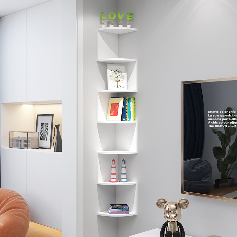 Triangular corner shelf, artificial wood, various sizes
