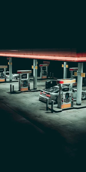 Nissan S13, Gas Station, JDM, Cars, Night 2K iPhone Wallpaper Background