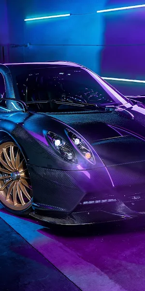 Pagani, Sports Car, Luxury Vehicle, Neon Lighting 5K Wallpaper Background