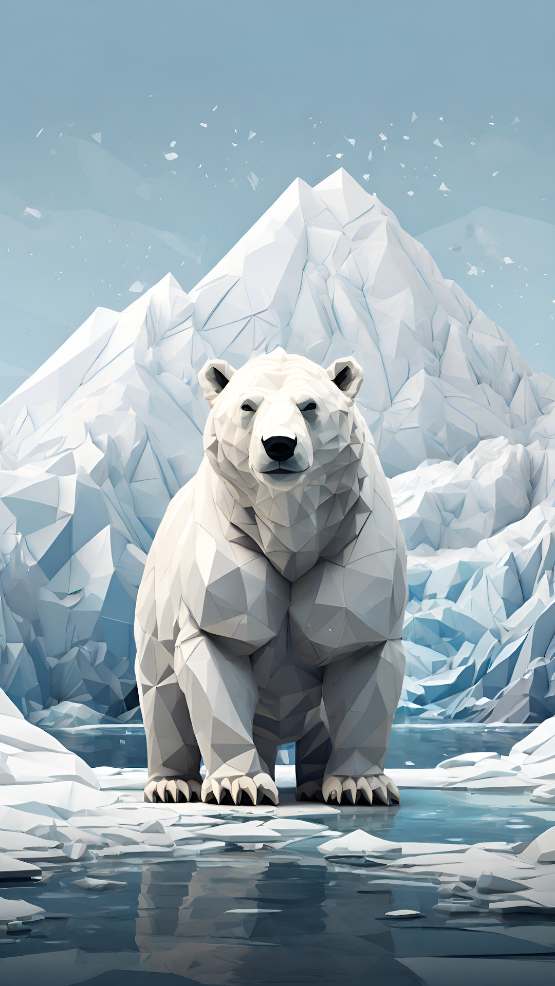 Geometric Polar Bear Arctic Glaciers Art - Free 4K mobile Wallpaper