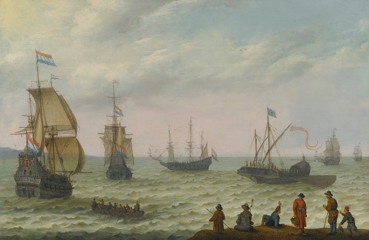 Coastal Landscape With Dutch Shipping In Choppy Seas 1643