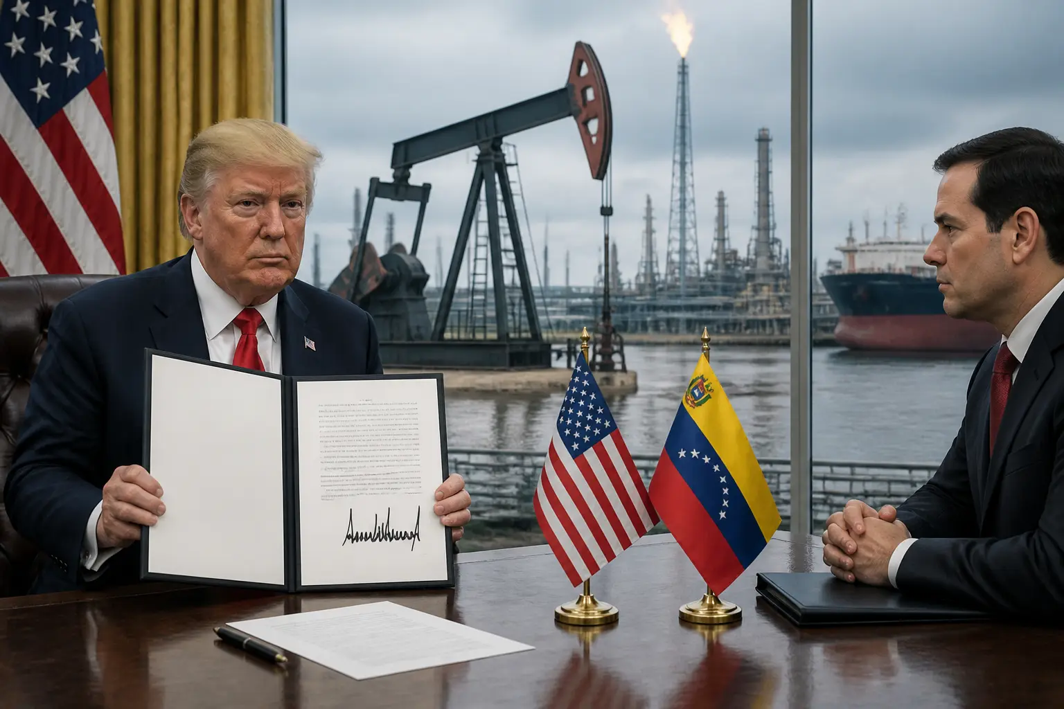 Editorial image for Trump announces US-Venezuela oil agreement with majority control of reserves