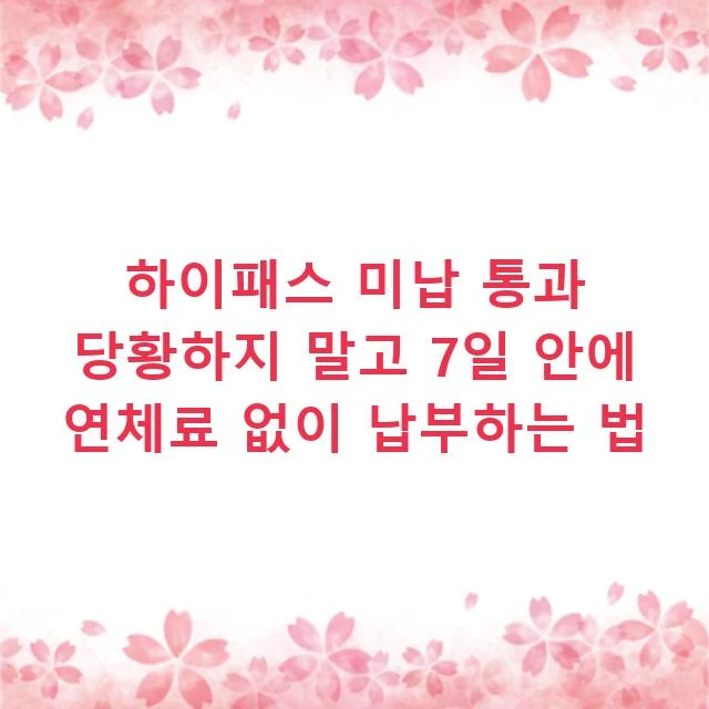 하이패스 미납 통과 당황하지 말고 7일 안에 연체료 없이 납부하는 법