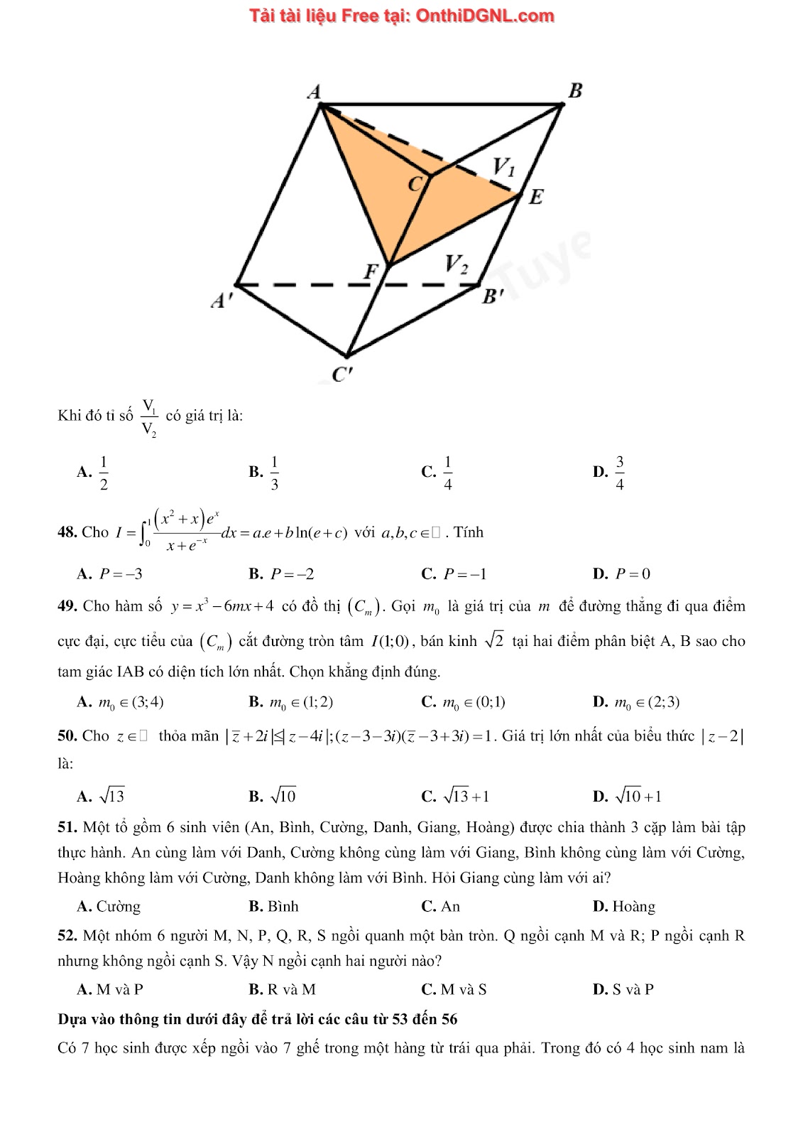 900 bài tập môn Toán - Ôn thi ĐGNL ĐHQG TP HCM Phần 27