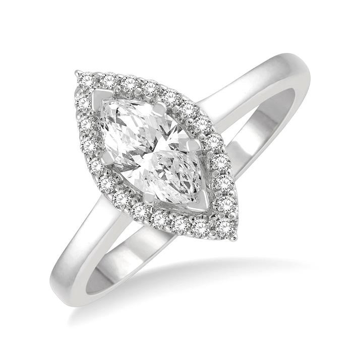 Marquise Shape Halo Diamond Engagement Ring