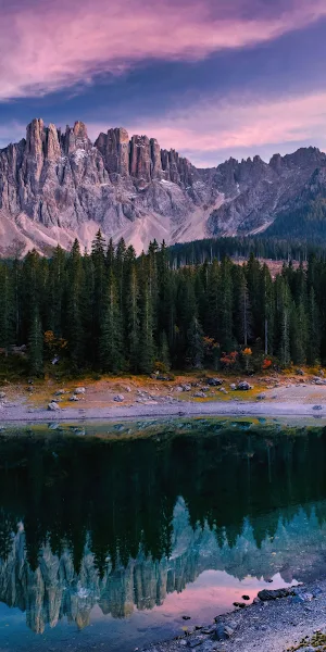 Dolomites Mountain Lake Reflection 2K iPhone Wallpaper Background