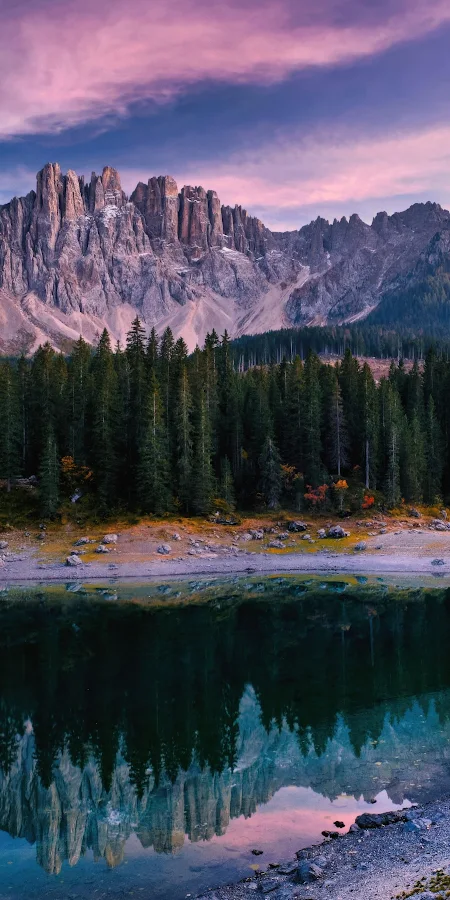 Dolomites Mountain Lake Reflection 2K iPhone Phone Wallpaper