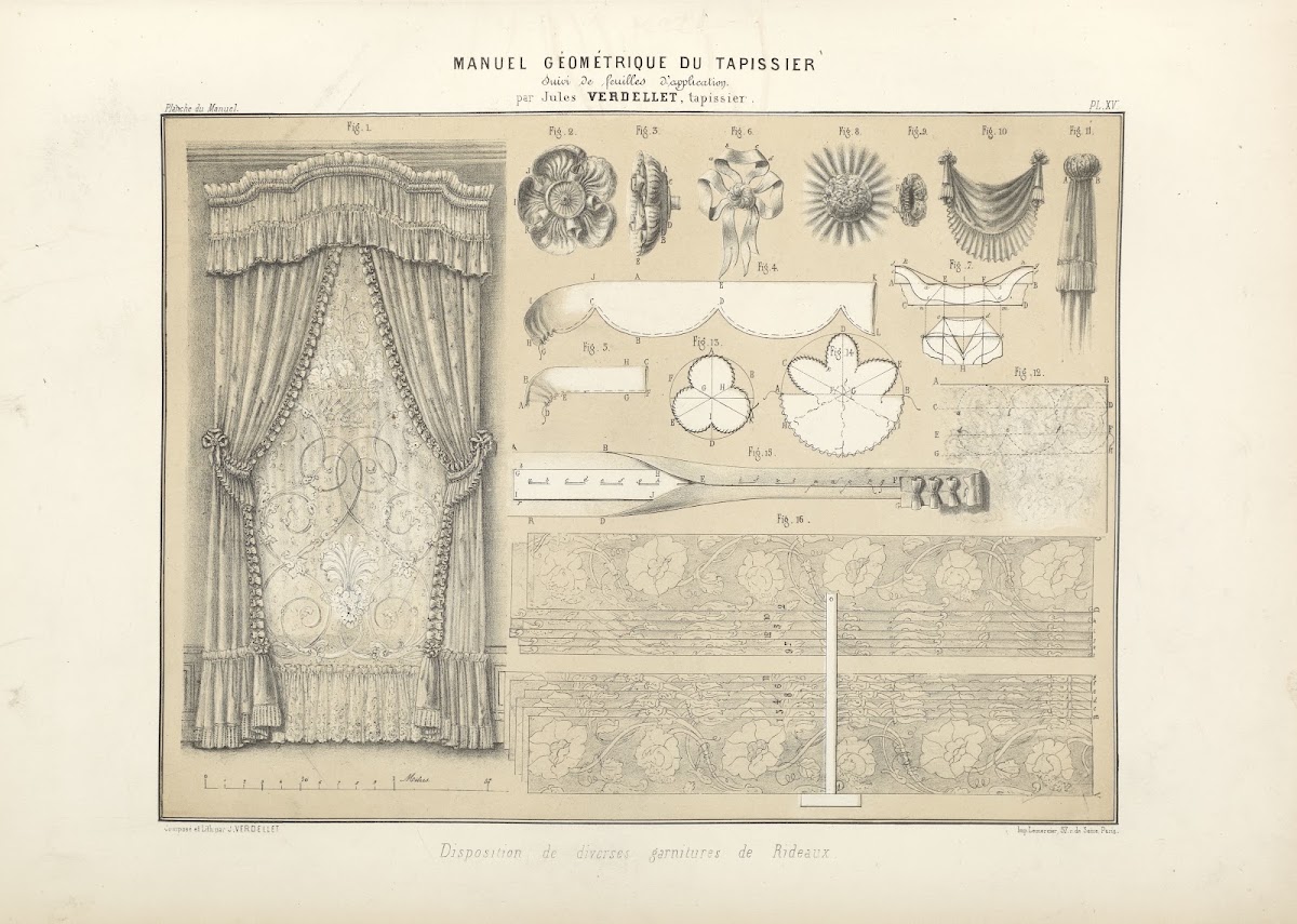 Disposition de diverses garnitures de rideaux 1859
