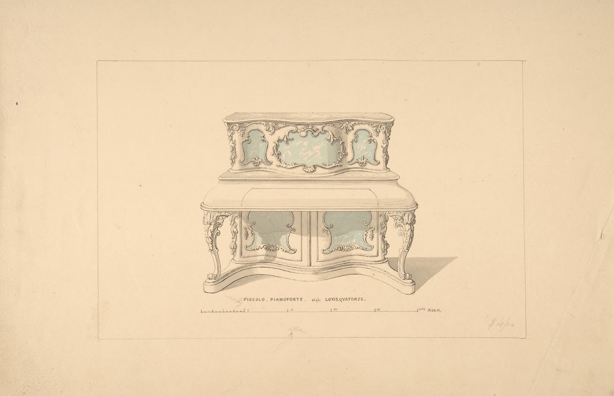 Design for Piccolo Pianoforte Louis Quatorze Style 18351900