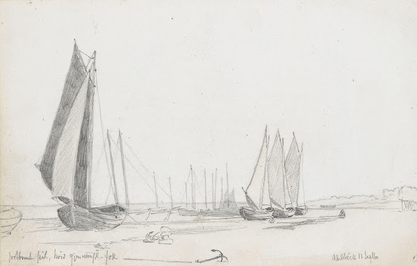 Seilbåter på stranden Ahlbeck 1881