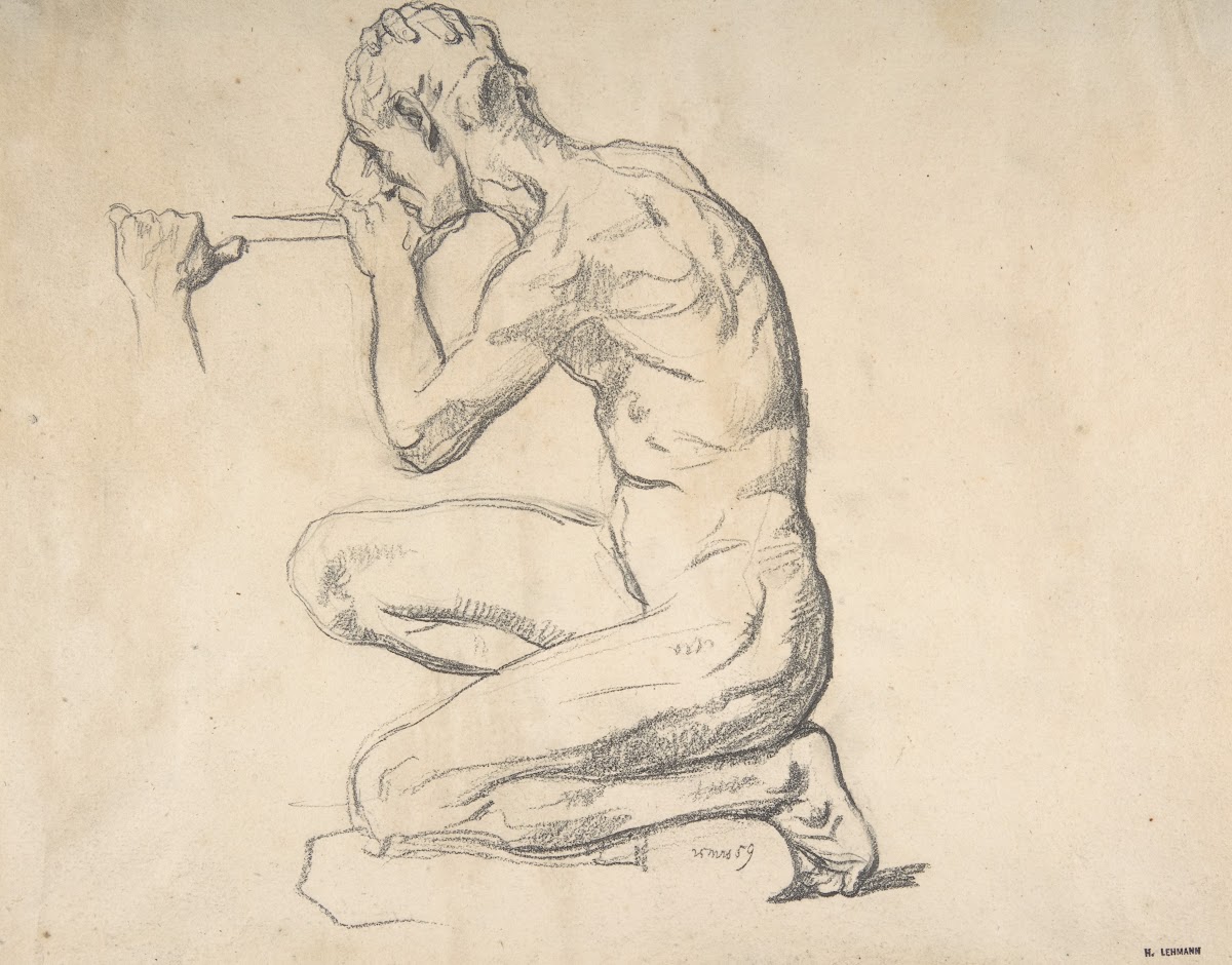Kneeling Nude Male Figure Facing Left 1859