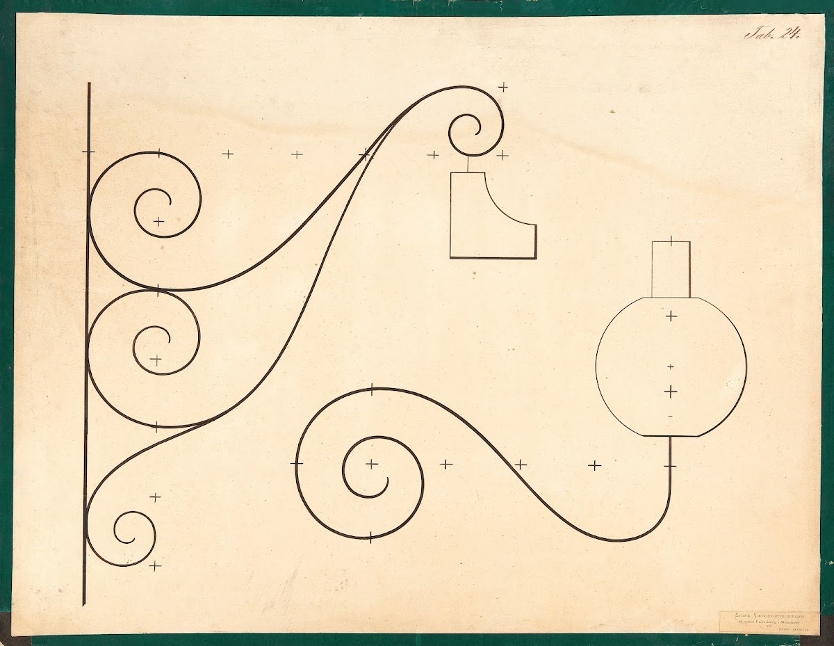 Lamps on wrought iron grilles 1900
