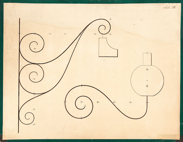 Lamps on wrought iron grilles 1900