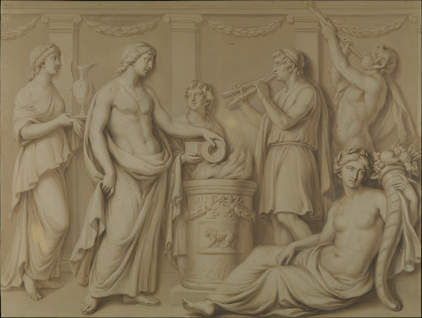 Ceremonial scene with Abundance and Piping Pan 176566