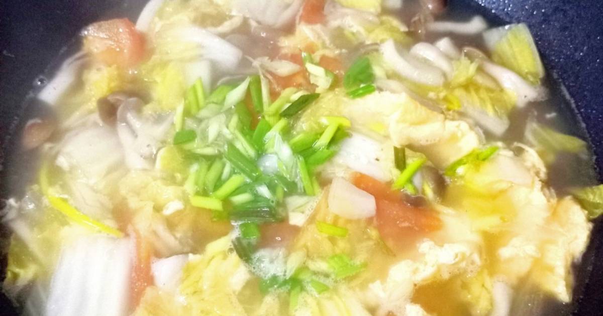 Canh Bắp Cải Trứng Omellet/ Cabbage soup w omellet eggs Chinese recipes