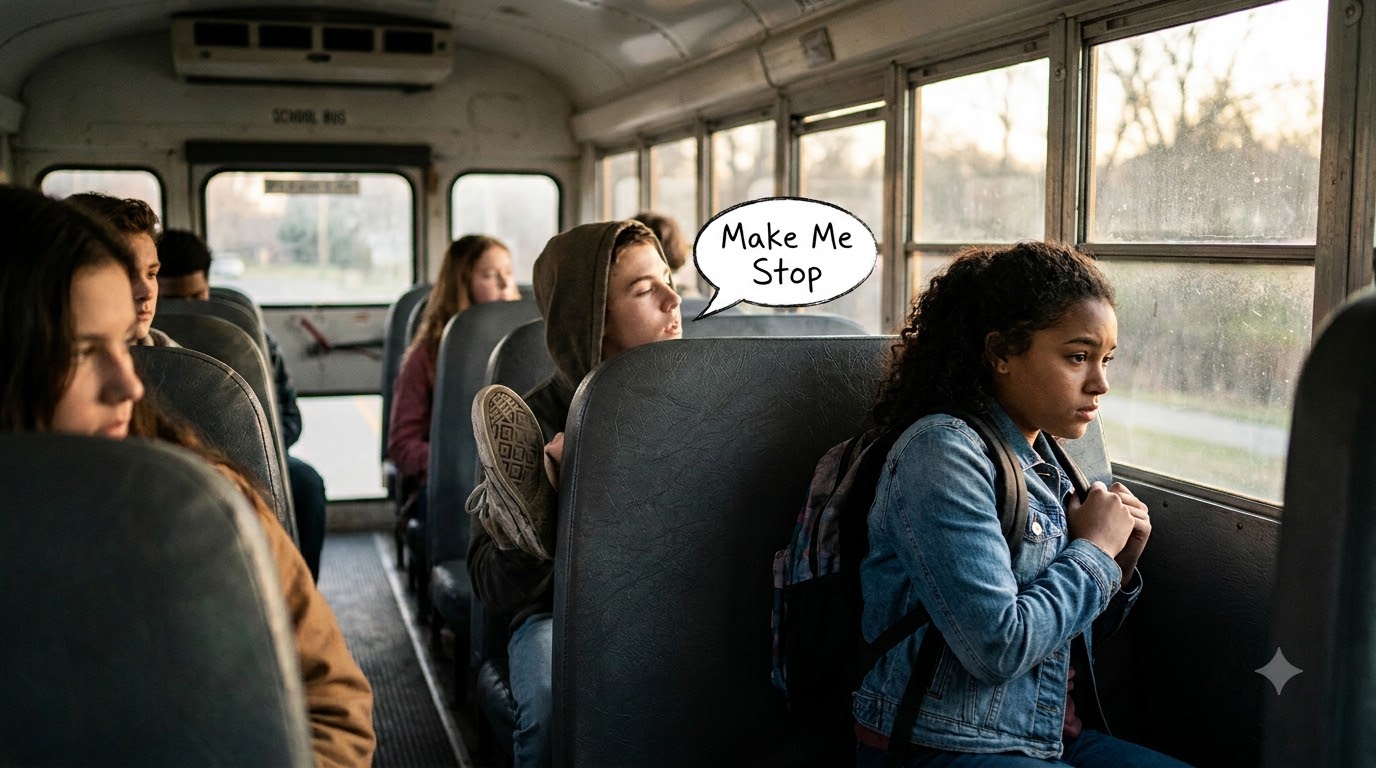 “Make Me Stop,” The Boy Behind Maya Whispered After His Shoe Drove Into Her Seat Again.