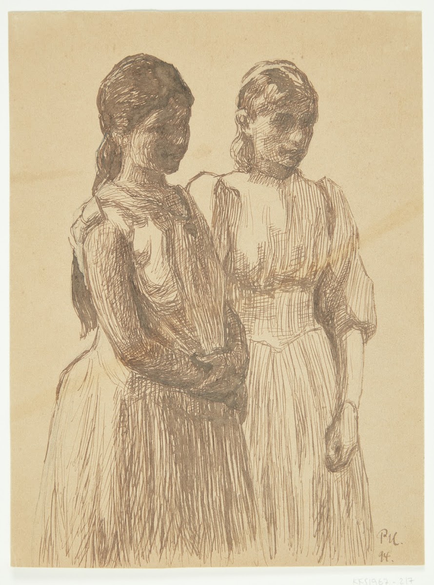To unge piger Studie til maleriet Bal i en provinsby Gøteborg kunstmuseum 1894