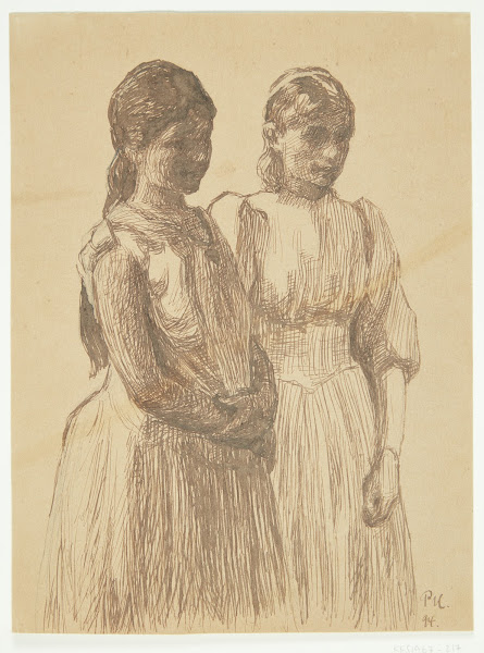 To unge piger Studie til maleriet Bal i en provinsby Gøteborg kunstmuseum 1894