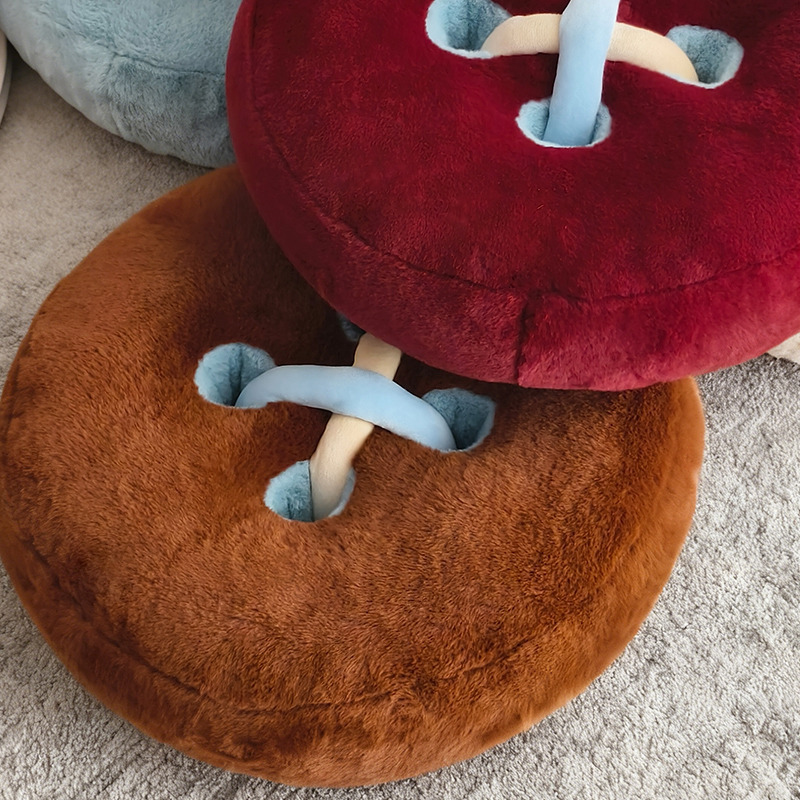 Round plush pillow with button, 40 cm