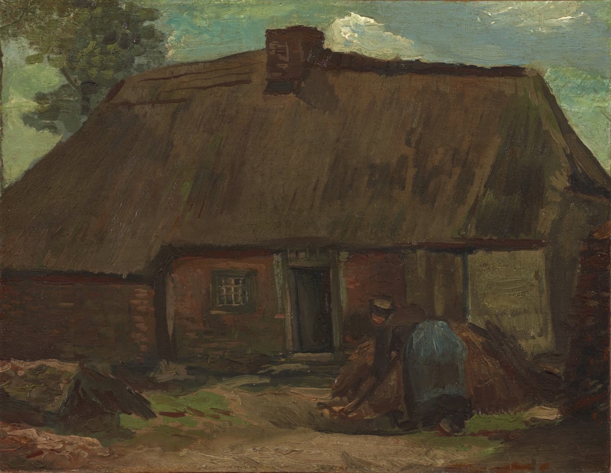 Cottage with Peasant Woman Digging 1885