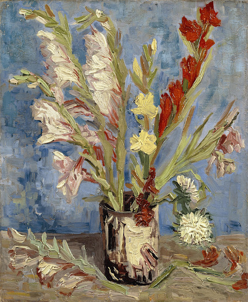 Vase with gladioli and China asters 1886