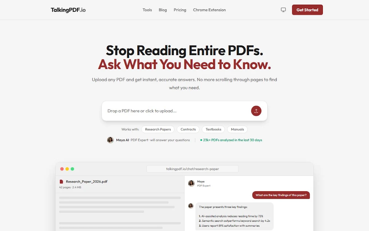 Captura de TalkingPdf.io - Chat with any PDF