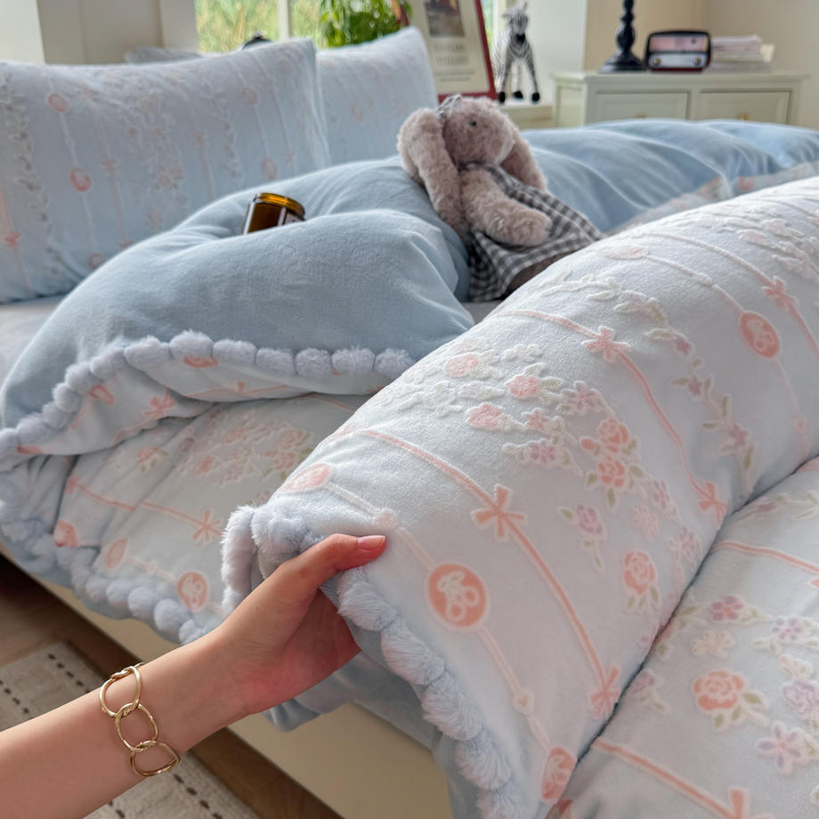 Milk fiber bedding set with pattern, 4-piece