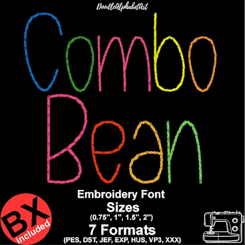 Combo Bean Stitch Embroidery machine embroidery font preview