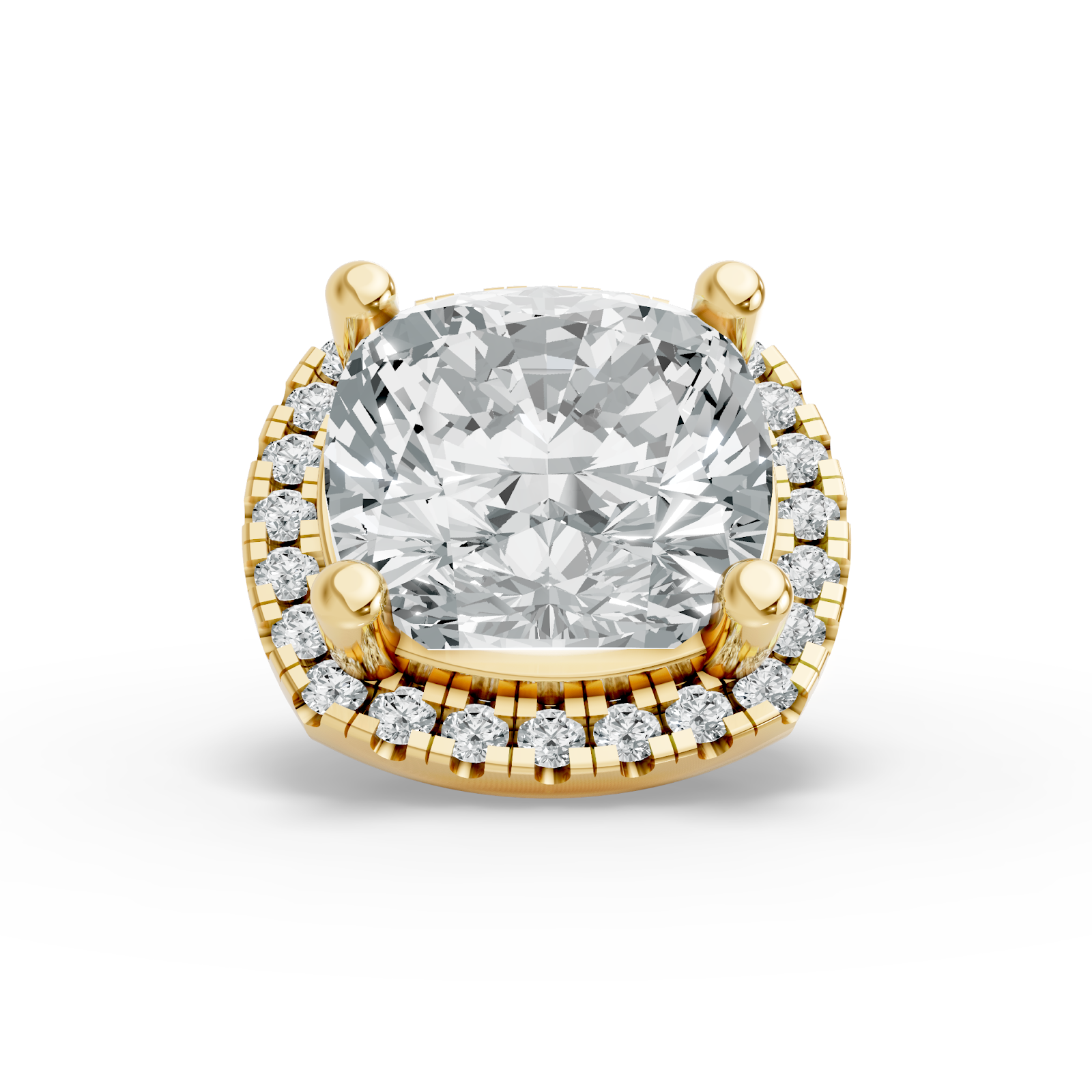 0.51CT Cushion Shape Lab Grown Diamond Top Halo Head with 20 Round Shape Side Stones in 10KT White Gold