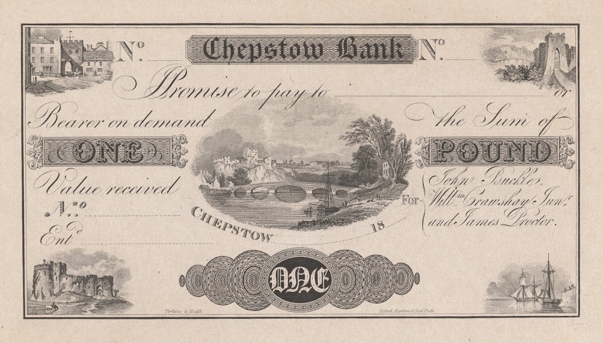 Chepstow Bank one pound note 1820 1829