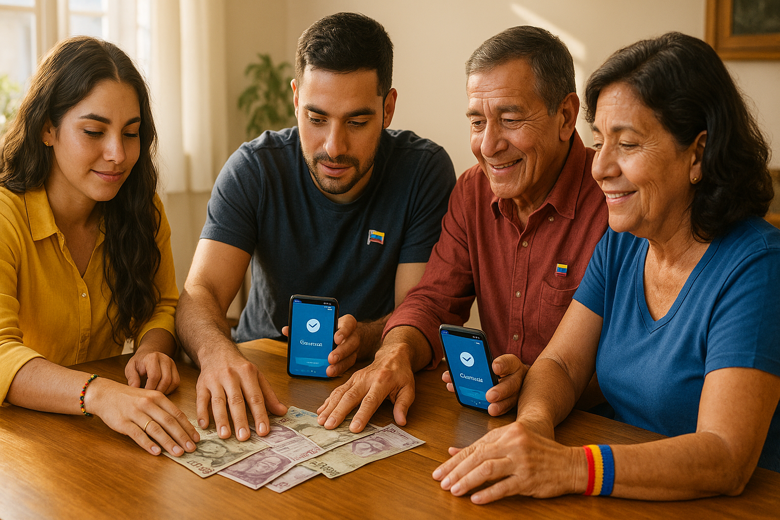 Venezolanos en el exterior organizando una tanda de ahorro comunitaria