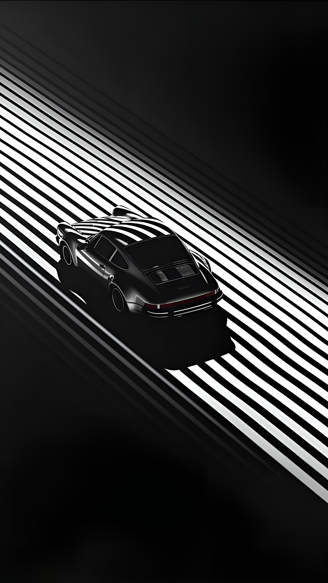 Classic Sports Car Black White Abstract Stripes Art - Free 4K mobile Wallpaper