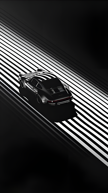 Classic Sports Car Black White Abstract Stripes Art - Free mobile Wallpaper