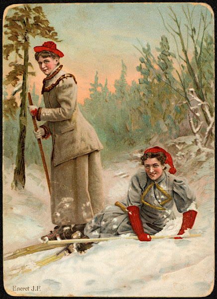 2 women skiing