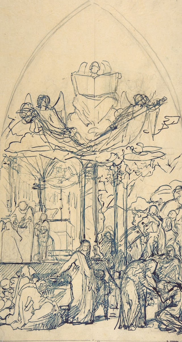Composition Study with Figures Distributing Bread 19th century