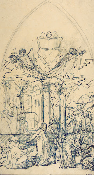 Composition Study with Figures Distributing Bread 19th century