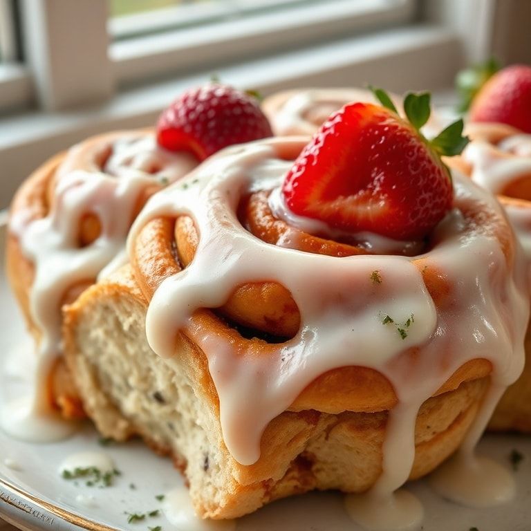 Easy Strawberry Cinnamon Rolls with Cream Cheese Glaze - Quick Homemade Treat finished