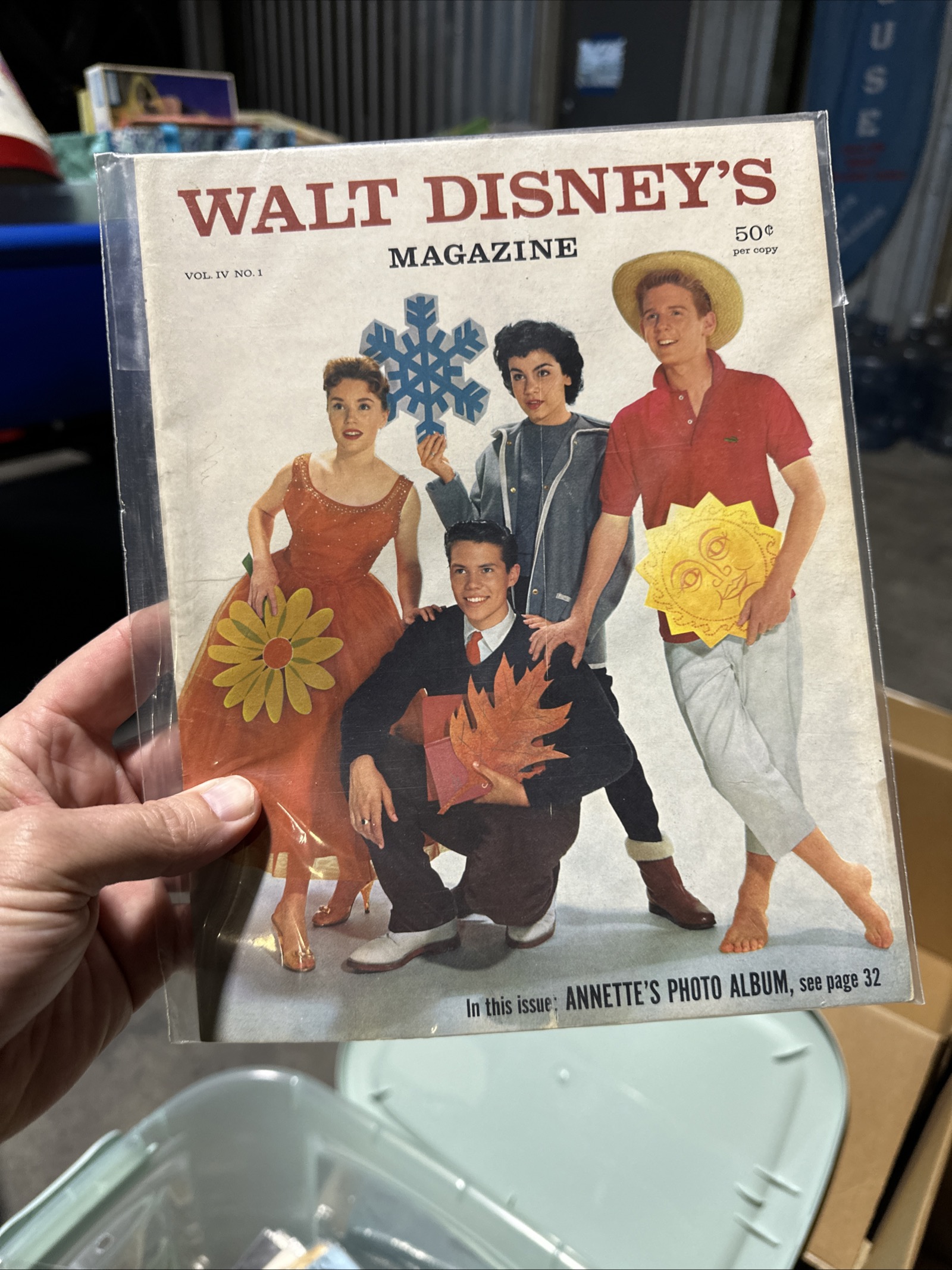 1958 Walt Disney's Magazine Vol. IV No. 1 cover featuring Annette Funicello and Mickey Mouse Club cast with four seasons motif