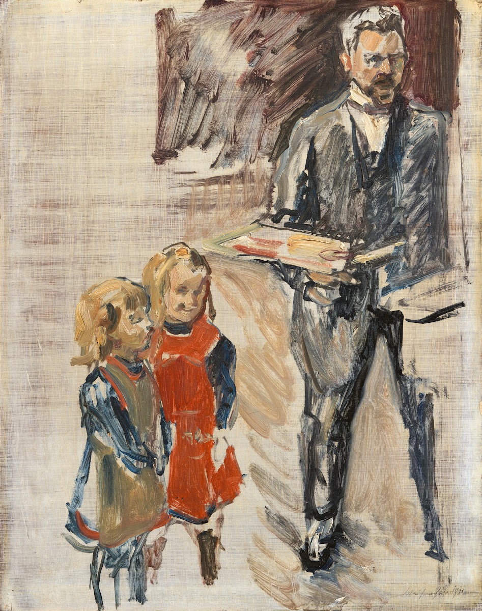 Selbstbildnis mit Kindern im Atelier 1911