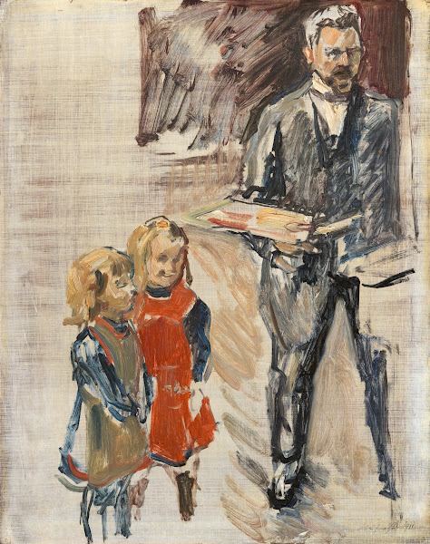 Selbstbildnis mit Kindern im Atelier 1911