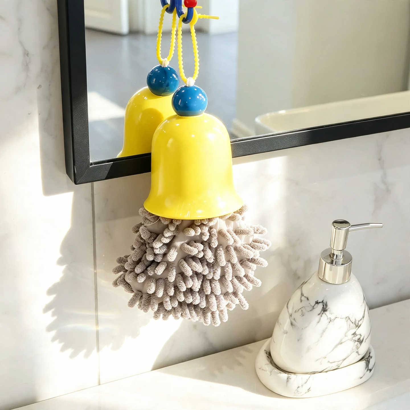 Hanging towel with bell, highly absorbent