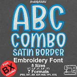 Combo Satin Border embroidery font, primary stitch sample