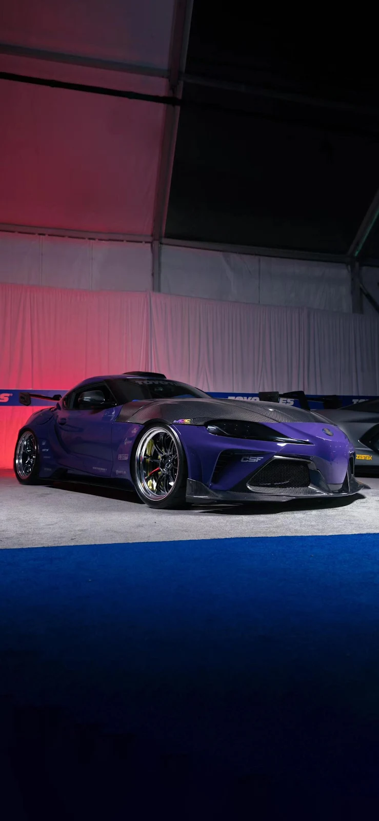 Purple Toyota GR Supra Exhibition - Automotive Photography Full HD iPhone Wallpaper (1332x2885)